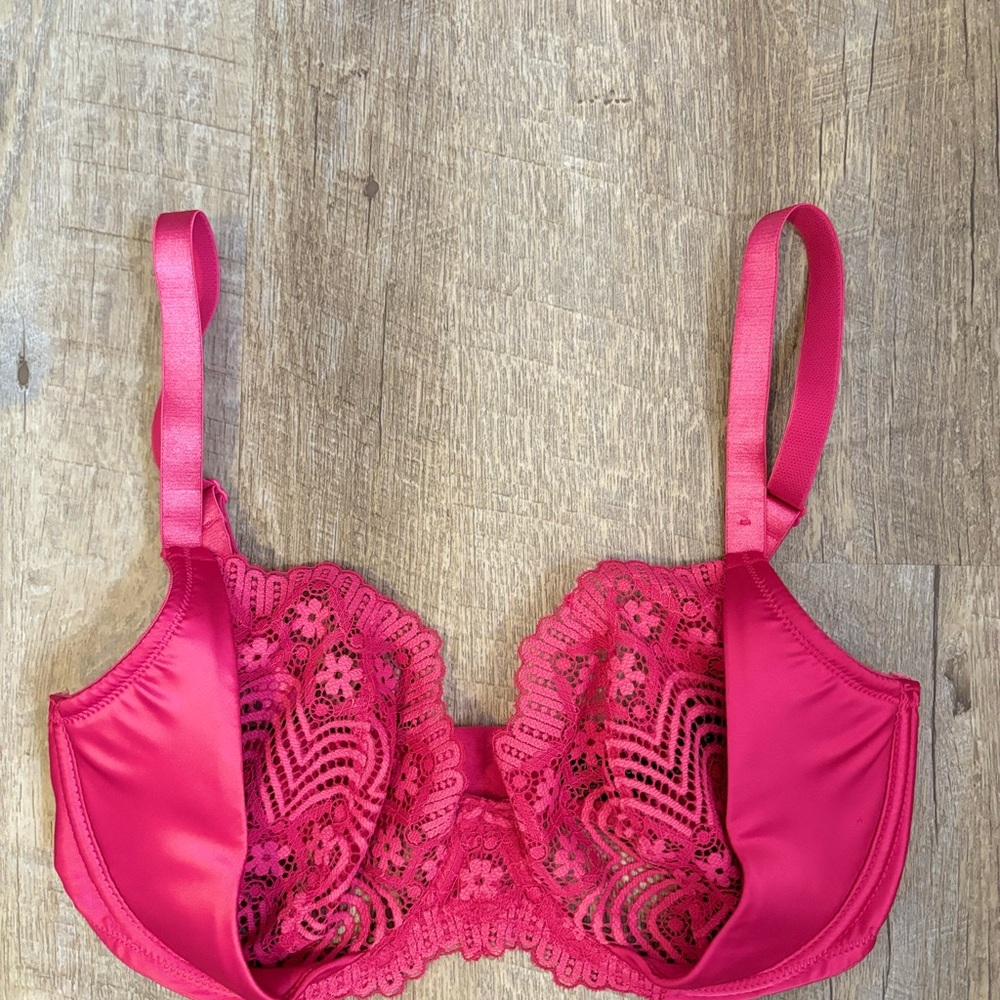 Ann Summers Lace Trim Pink Bra Inner Vision